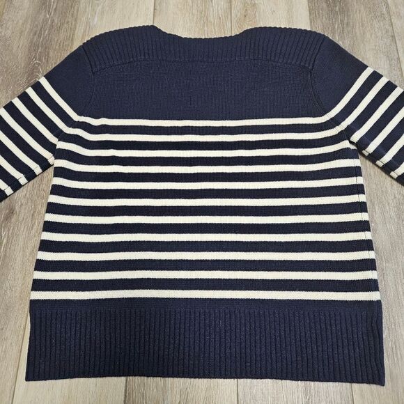 Tara Jarmon Blue and White Crew Neck Sweater - Picture 6 of 10